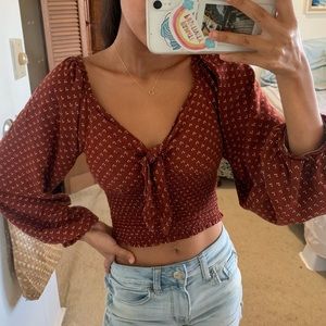 Burnt orange long sleeve crop top